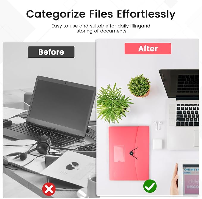 6 Pack Accordion File Organizer Expanding File Folder - Image 2