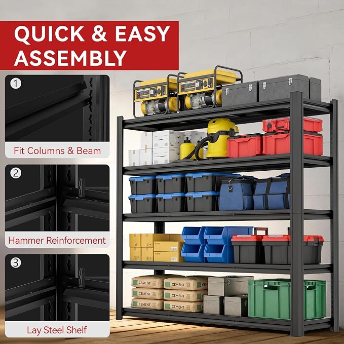 84" H Heavy Duty Metal Storage Shelving, 5000 LBS Capacity - Image 7