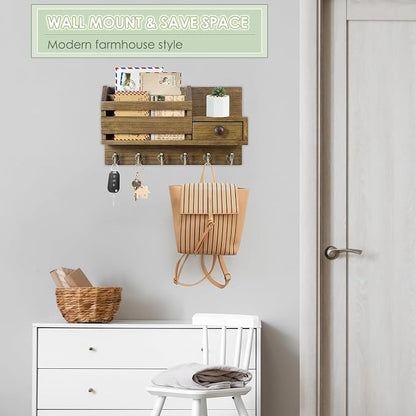 VIS'V Key Holder Wall Mount, Wooden Mail and Key Organizer, Small Shelf - Image 2