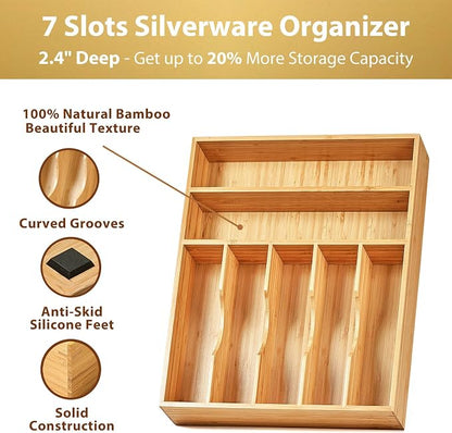 Umilife Kitchen Drawer Organizer, 12.5 Inch Silverware Utensil Tray Holder - Image 2