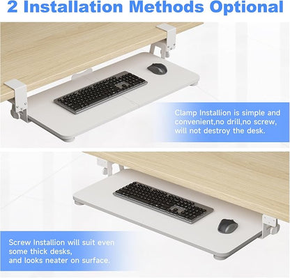 XINLEI Keyboard Tray Under Desk Large C-Clamp 25.6” x 11.8” Slide-Out Platform - Image 6