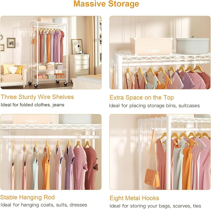 FUTASSI P6 Rolling Clothes Rack Heavy Duty, Clothing Racks - Image 7