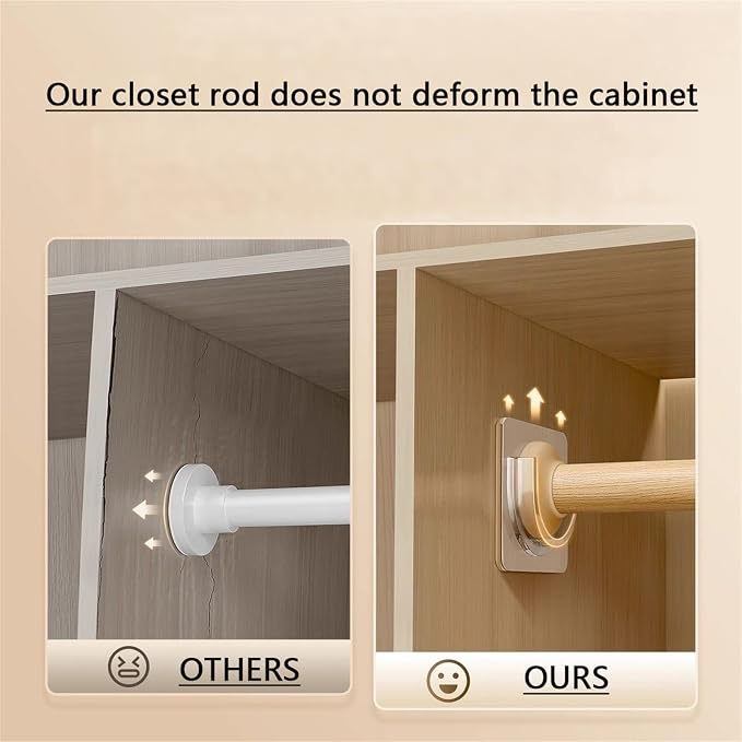 Closet Rods, Adjustable Imitation Wood Closet Rod - Image 8
