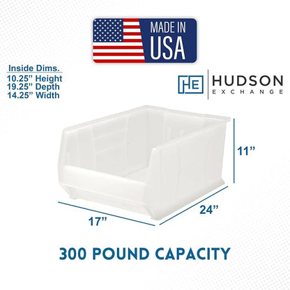 HE HUDSON EXCHANGE 24" x 17" x 11" Heavy Duty Plastic Stackable Storage Bin - Image 2