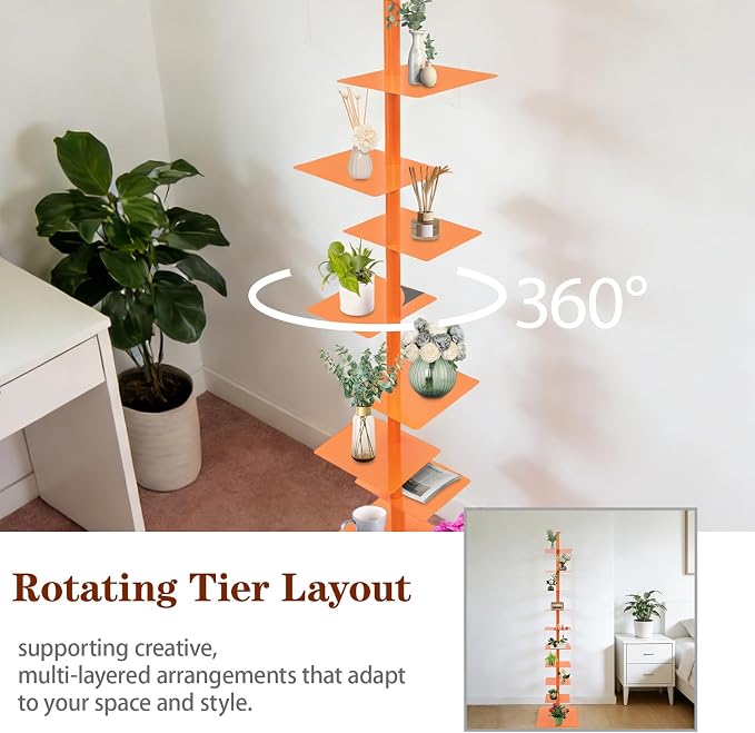 9 Tier Metal Spine Bookshelf Tower, Adjustable Vertical Tower - Image 5
