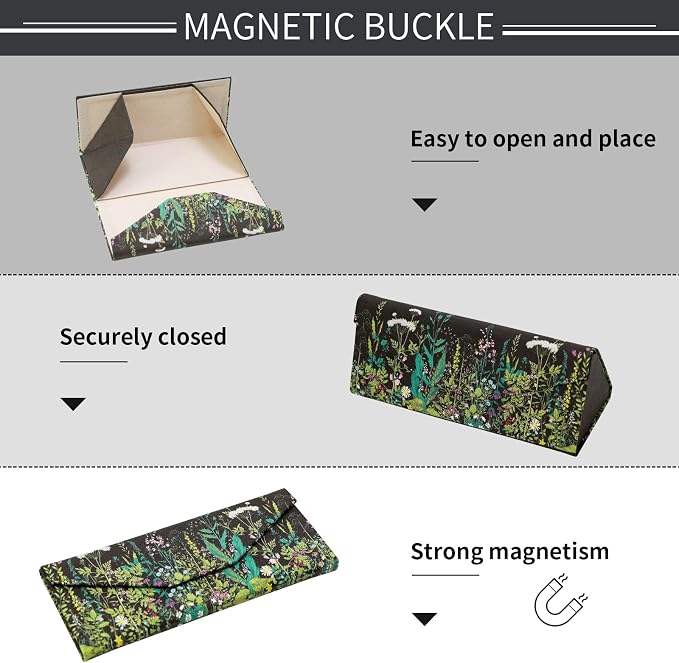 Foldable Glasses Case, Magnetic PU Leahter Sunglasses Case, Cute Hard Shell - Image 5