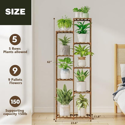 Bamworld 62 " Tall Plant Stand for Indoor Plants Outdoor Corner Plant Shelf - Image 6