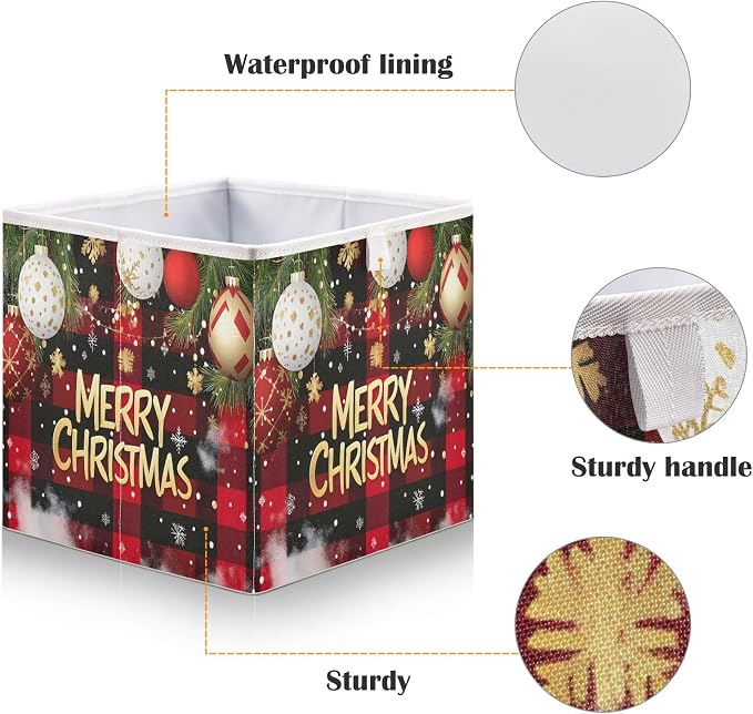 Checked Christmas Background Closet Organizers Storage Cubes Storage Bins Shelf - Image 4
