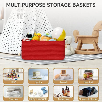 3-Pack Small Storage Baskets for Organizing | Woven Shelf Toy Basket | Rope - Image 5