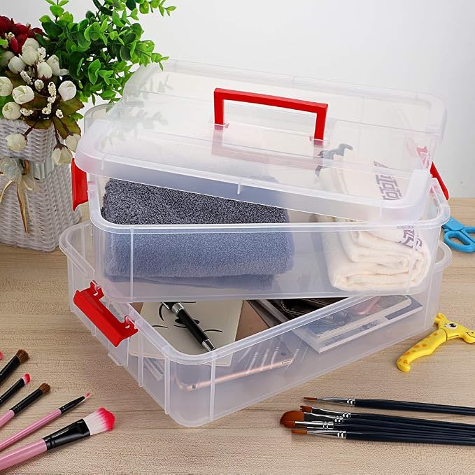 JUXYES 2-Tiers Stack Carry Storage Box - Image 7