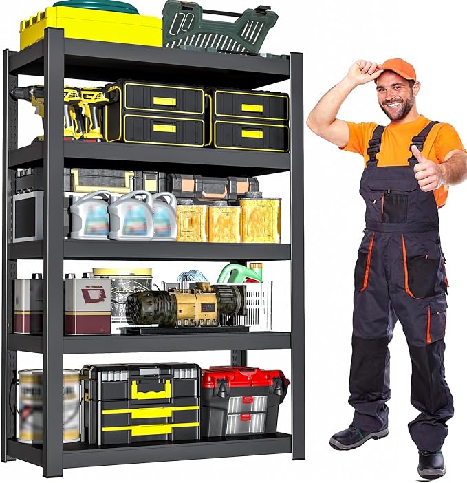 BESFUR 5-Tier Metal Shelving Unit, Adjustable Storage Utility Rack, Heavy Duty by BESFUR