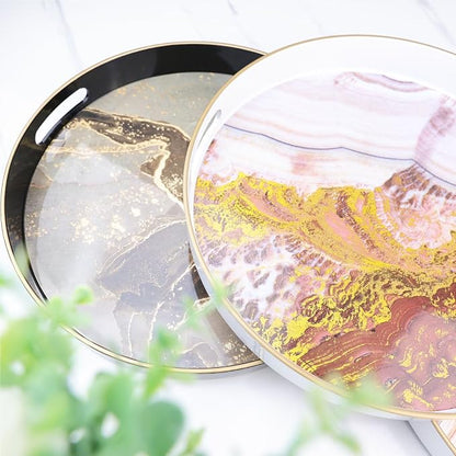 Round Black Marbling Decorative Tray - Image 8