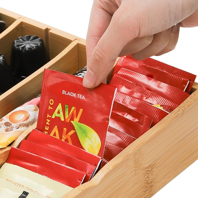Lyellfe 2 Pack K Cup Holder for Drawers, Bamboo Tea Bag Organizer - Image 3