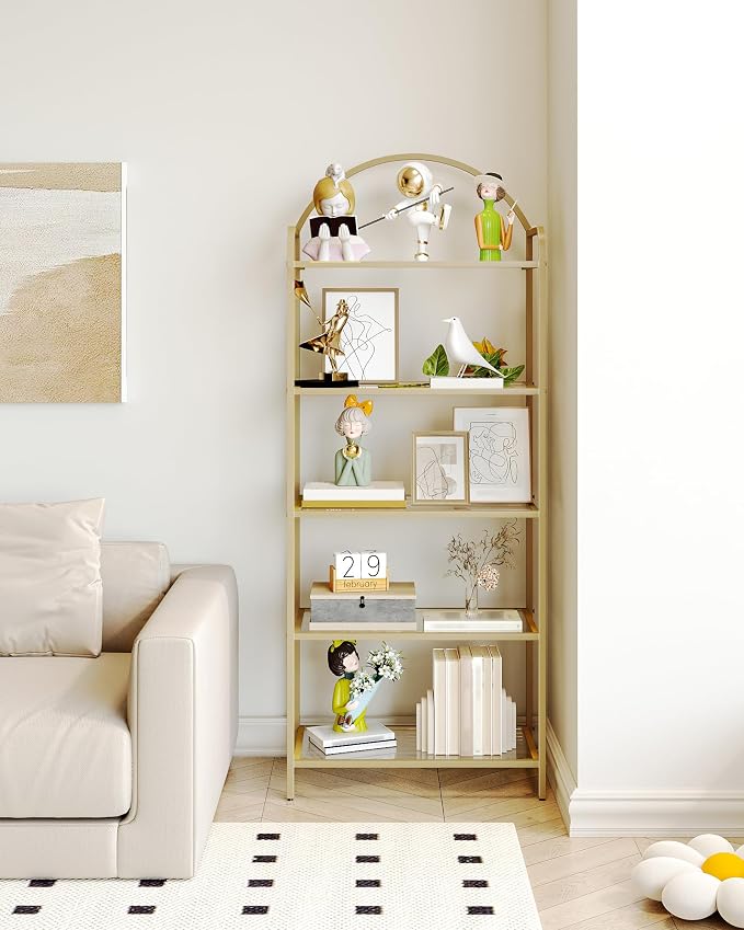 Hzuaneri Bookcase Bookshelf, Tempered Glass Bookshelves | Slim Shelving Unit - Image 8
