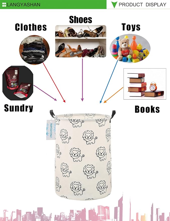 LANGYASHAN Laundry Basket Canvas Fabric Collapsible Organizer Basket - Image 5
