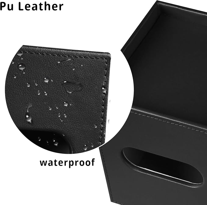 PU Leather Tissue Box Cover Square, Tissue Box Holder Organizer - Image 5
