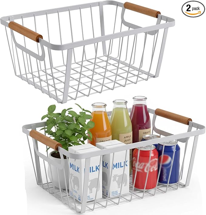 LeleCAT White wire baskets for organizing by HomeSpaceStorageBasket