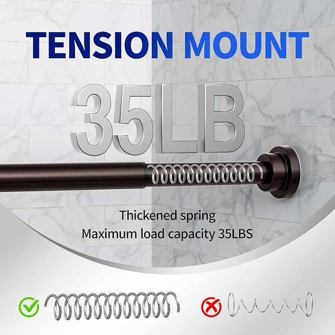 Mcrbeay Shower Curtain Rod, Non Slip No Drill Spring Loaded Curtain Rod - Image 3