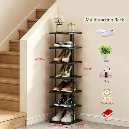 SORCEDAS Shoe Rack Vertical Shoe Shelf Narrow Tall Storage - Image 3