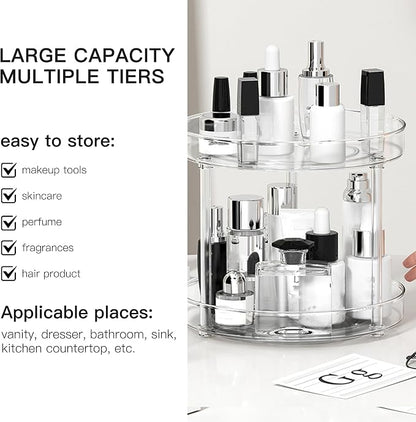 360° Rotating Makeup Organizer, Adjustable Spinning Cosmetic Carousel - Image 3