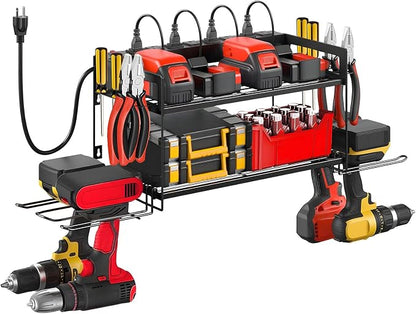 Garage Tool Organizer with Charging Station & Power Strip by Unknown