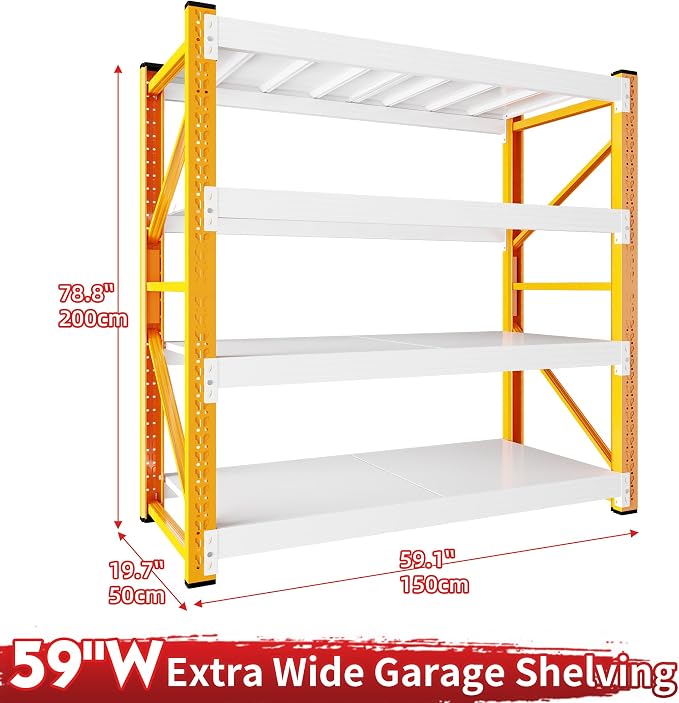 5000LBS Garage Shelving 59" W Garage Shelving Heavy Duty 4-Tier Metal Storage - Image 3