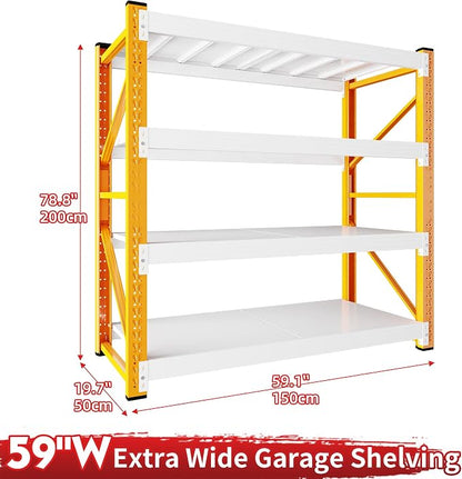 5000LBS Garage Shelving 59" W Garage Shelving Heavy Duty 4-Tier Metal Storage - Image 3