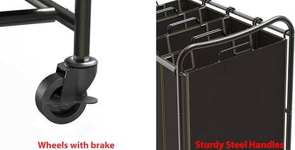 Simple Houseware 4-Bag Heavy Duty Laundry Sorter Rolling Cart - Image 7