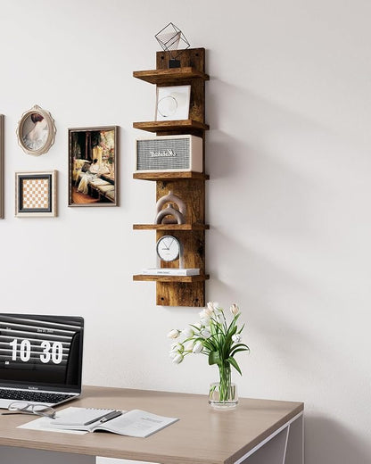 IBUYKE 5 Tier Wall Shelf Unit, Decorative Wall Mount Vertical Shelving - Image 2