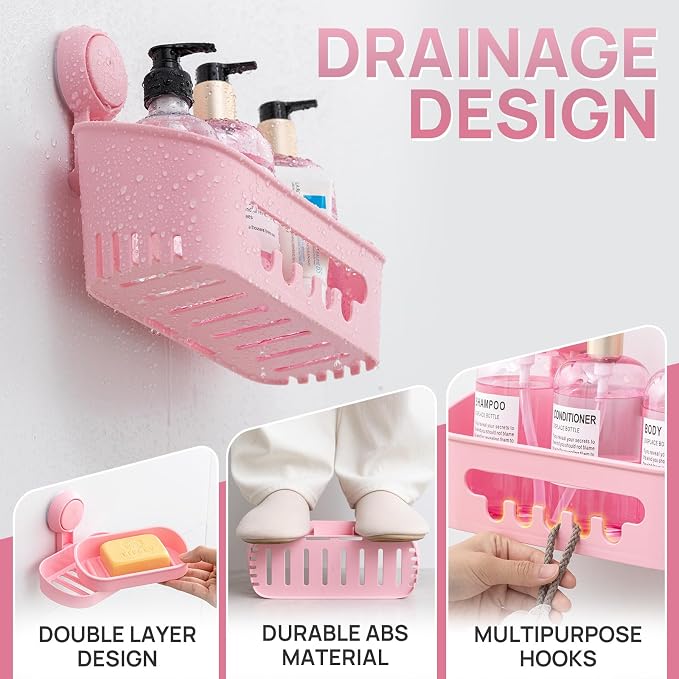 LEVERLOC Shower Caddy Suction Cup Set Shower Organizer & Soap Holder & - Image 7