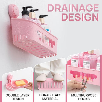 LEVERLOC Shower Caddy Suction Cup Set Shower Organizer & Soap Holder & - Image 7