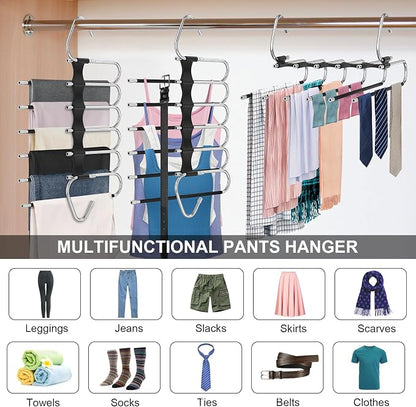 Upgrade 6 Layers Pants Hangers Space Saving, 2 Pack Stainless Steel - Image 3
