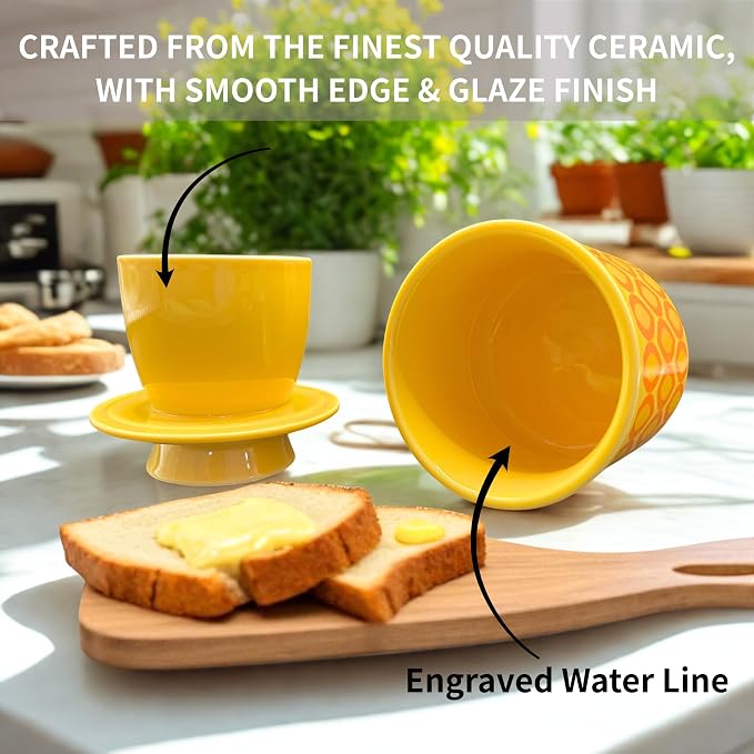 Butter Crock with Lid for Countertop, Butter Keeper Crock with Water, French - Image 4