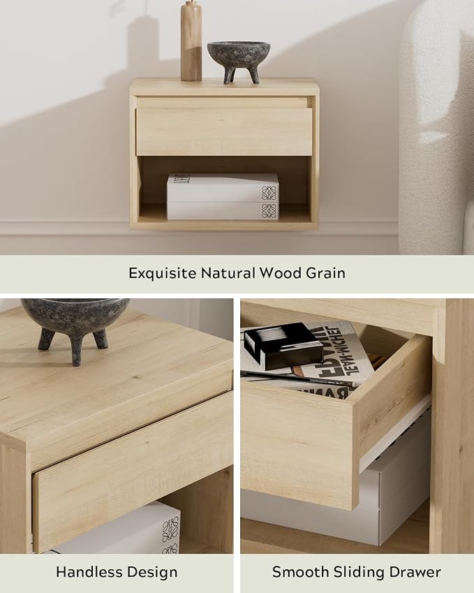 Floating Nightstand Set of 4, Wall Mounted Bedside Table - Image 4