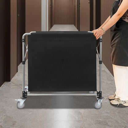 Commercial Laundry Cart with Wheels, Folding Laundry Hamper Cart, Heavy Duty - Image 4