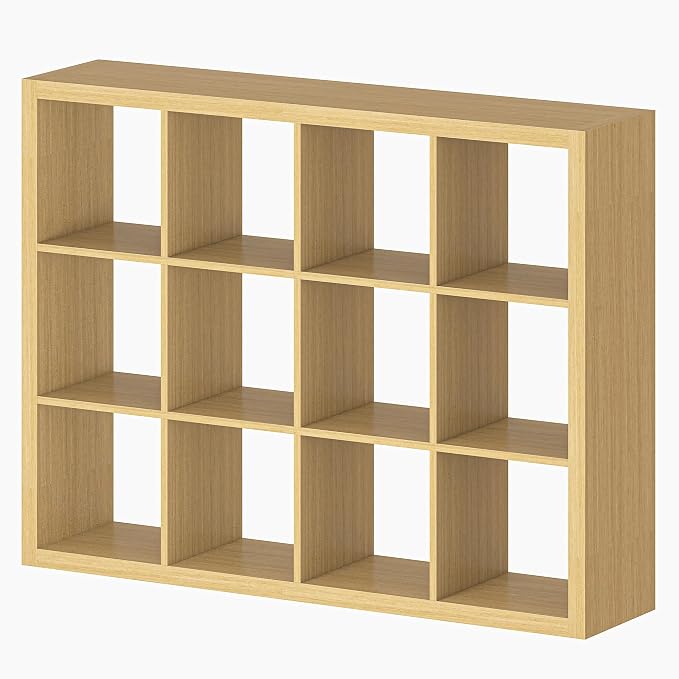 furtble Bookshelf with Storage Bins, 12-Cube Storage Organizer, Modern Wood - Image 5