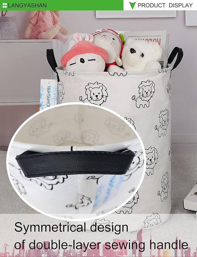 LANGYASHAN Laundry Basket Canvas Fabric Collapsible Organizer Basket - Image 3