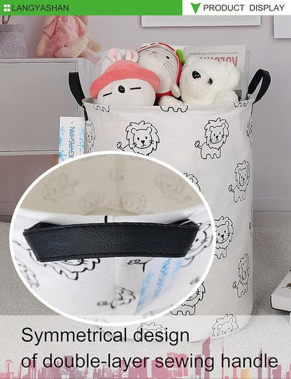 LANGYASHAN Laundry Basket Canvas Fabric Collapsible Organizer Basket - Image 3