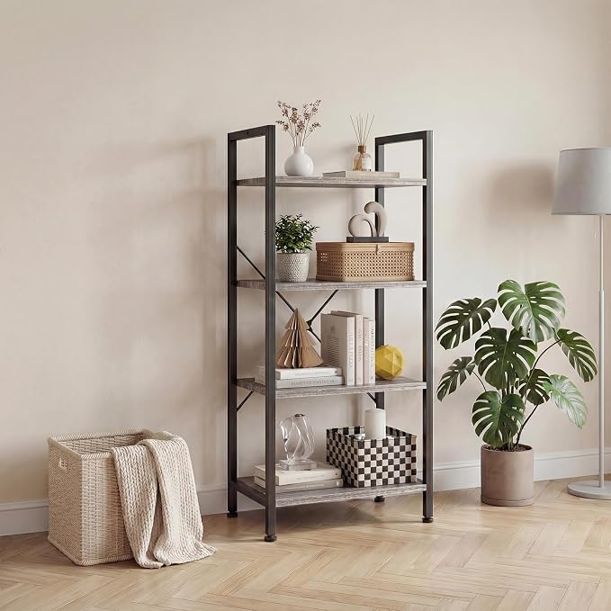 DUMOS 4 Tiers Open Bookshelf, Classic Freestanding Tall Display Shelf | - Image 2