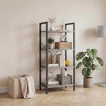 DUMOS 4 Tiers Open Bookshelf, Classic Freestanding Tall Display Shelf | - Image 2