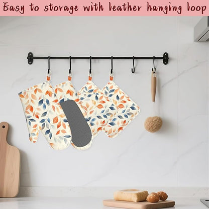 Autumn Leaves Heat-Resistant Silicone Oven Mitts and Pot Holder 4 Piece Set - Image 5