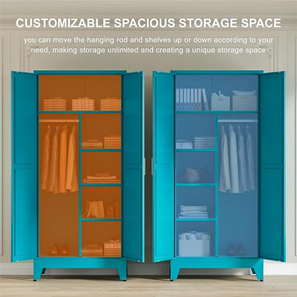 71" Tall Metal Wardrobe Closet - Image 4