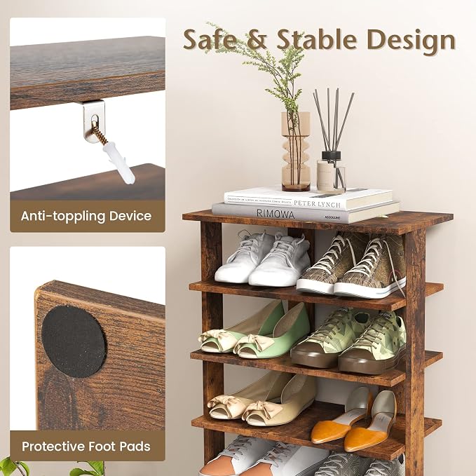 Tangkula 8-Tier Vertical Shoe Rack, Space-Saving Corner Shoe Organizer - Image 7