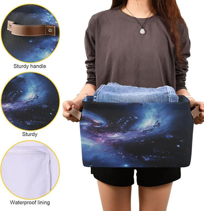 Blue and Purple Galaxy Storage Bins Box Foldable Shelf Basket - Image 7