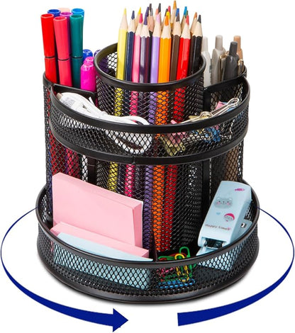 Comix 360° Rotating Pen Holder for Desk, 9 Compartments Office Desk Organizer by Comix