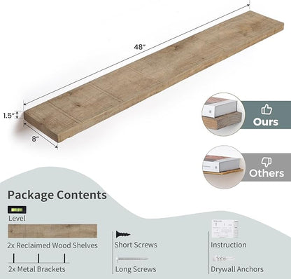 Floating Shelves | 8" Deep Rustic Reclaimed Barnwood Wall Hanging Shelves - Image 3