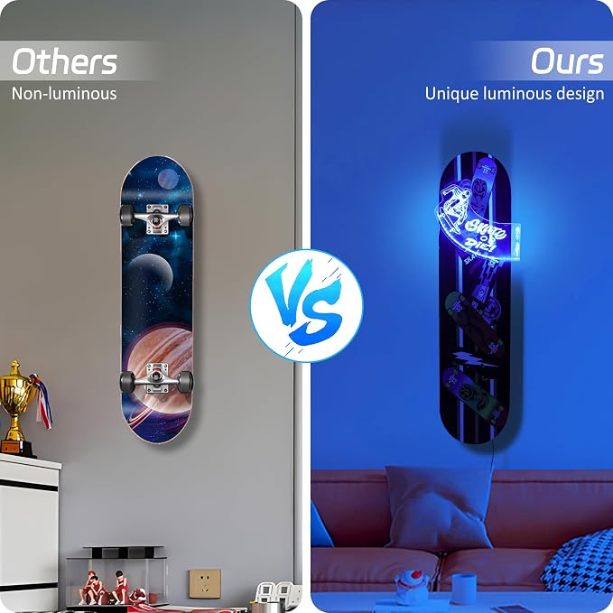 Light Up Skateboard Wall Mount, Acrylic Skateboard Rack - Image 4