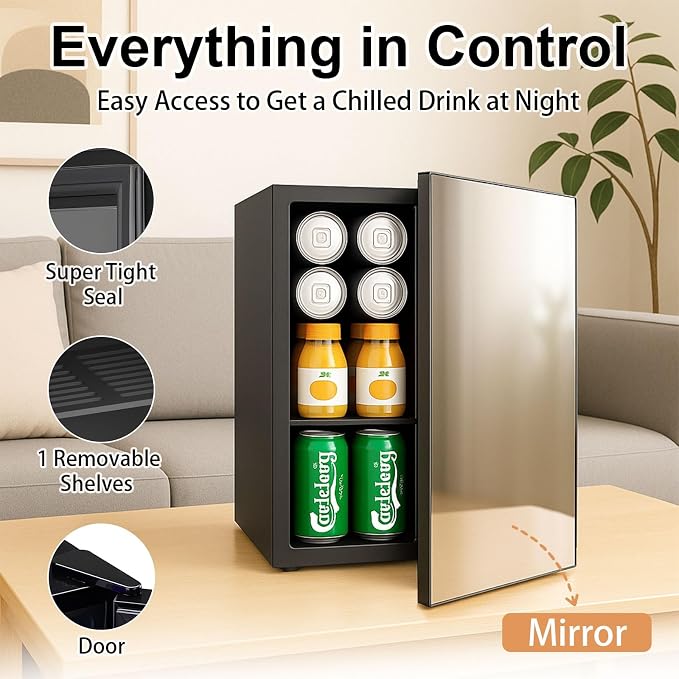 0.95 Cu.Ft Mini Refrigerator and Beauty Fridge, 24 Cans Mini Fridge - Image 2