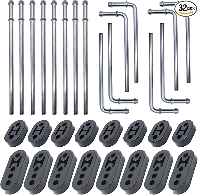 32PCS Heavy Duty Exhaust Hanger Rod Set 3/8" Rod 90°7.6" Long & Straight 10" by Ganluuree