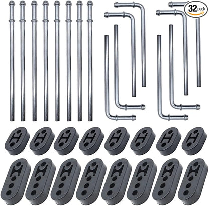 32PCS Heavy Duty Exhaust Hanger Rod Set 3/8" Rod 90°7.6" Long & Straight 10" by Ganluuree